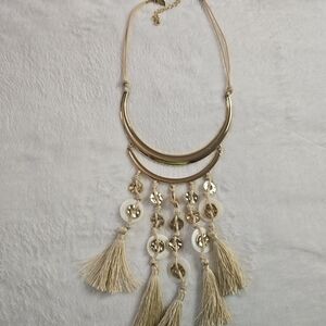 Chico's Gold and Cream Tassel Necklace